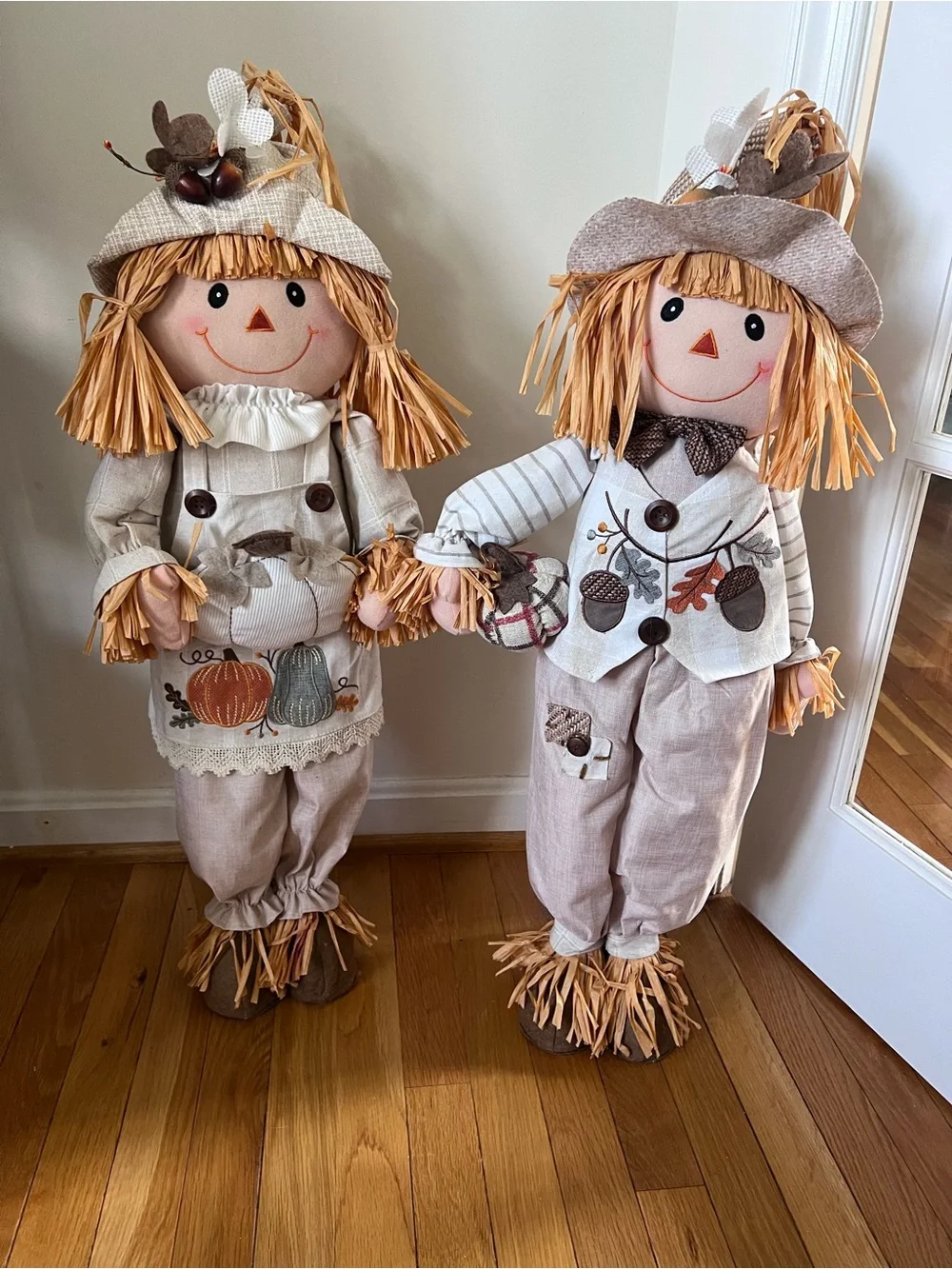 Fall Harvest Scarecrow girl Decor - Beige & Orange